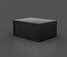 Black Mild Steel Closed Safe Locker For Secure Storage Isolated On Gray Background 3D Illustration