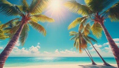 Beautiful beach sand and palm trees