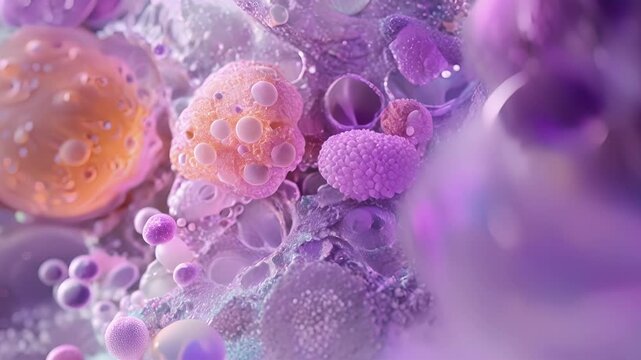 Higher magnification image of an adipose cell highlighting the presence of specialized organelles called liposomes that store and release fatty acids.