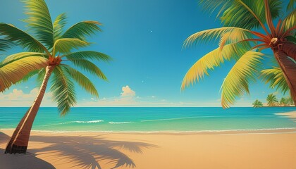 Obraz premium Beautiful beach sand and palm trees