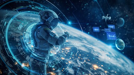 Fototapeta premium Advanced Space Exploration with Futuristic Technology
