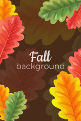 Acorn leaf design. Autumn background with leaves. Simple minimalistic autumn background in dark color