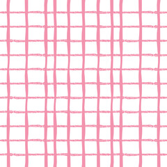Vector hand drawn cute checkered pattern. Doodle Plaid geometrical simple texture. Crossing lines. Abstract cute delicate pattern ideal for fabric, textile, wallpaper