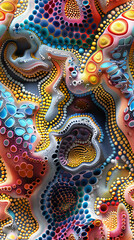 Fototapeta premium Intricate and mesmerizing abstract design featuring a seamless pattern, vibrant colors, and organic shapes