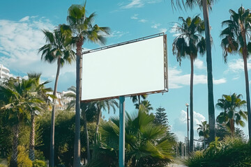 Mockup of an outdoor billboard advertisement in a seaside resort city