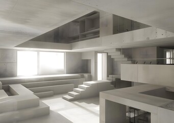 Fototapeta premium Modern Minimalist Concrete Interior Design