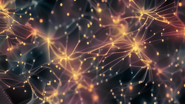Multiple myelinated axons running parallel and crossing over each other creating a complex network.