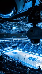Fototapeta premium Large Indoor Sports Arena with Surveillance Cameras for Spectator Safety and Security