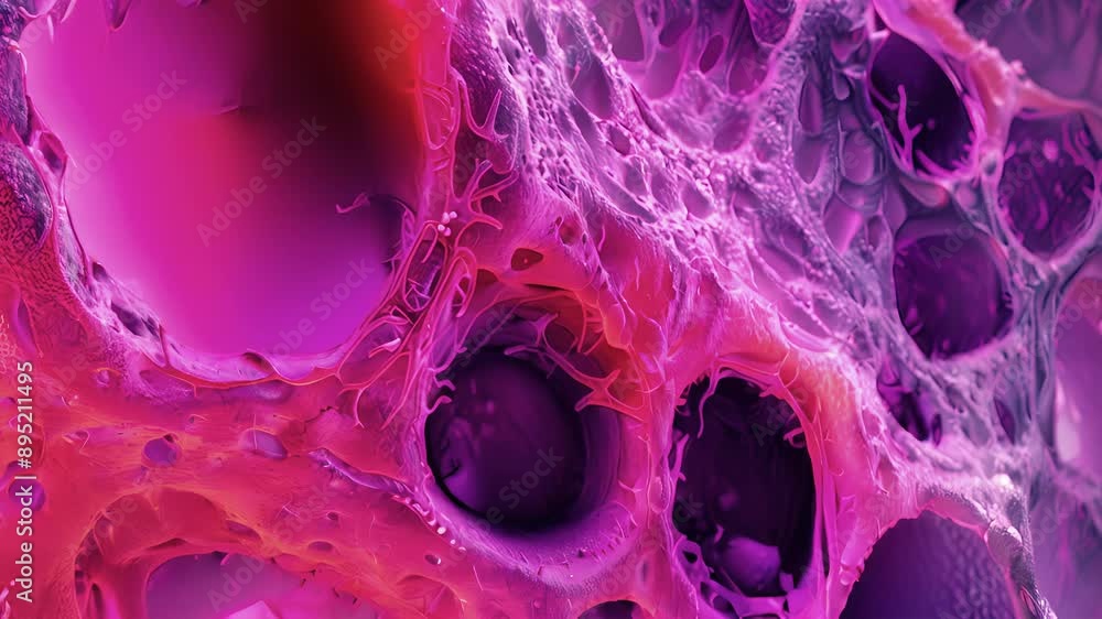Aufkleber a slice of bone marrow tissue revealing the complex and dynamic interplay between different types of