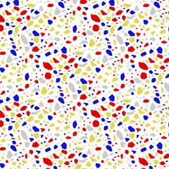 Fototapeta premium Colorful Scattered Pebble Chips Terrazzo Random Stone Textile Pattern Replica White 254