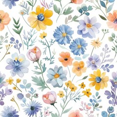 Floral seamless pattern with pinks, mints, and greens on white background. Suitable for wedding invitations, birthdays, business announcements, anniversary parties, and holiday parties.