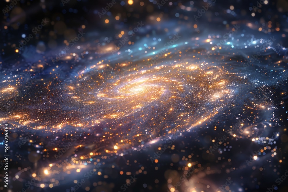 Poster mesmerizing milky way galaxy with stars and cosmic dust floating in the vast universe