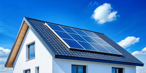 Fototapeta premium House with Solar Panels on the Roof.