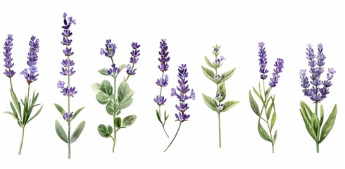 Seamless frame with lavender flowers painted in watercolors for aromatherapy, medicine, etc.