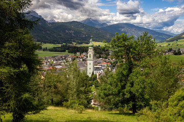 Fototapeta premium Aerial view of Dobbiaco, Val Pusteria, Italy