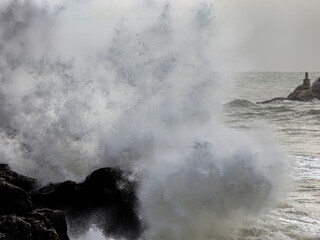 Stormy breaking waves