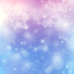 Winter Snow Background with snowflakes. Christmas wallpaper with falling snow texture. blue sky with snowfall.