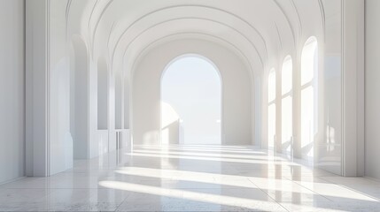 3d white abstract interior background. Ai generation