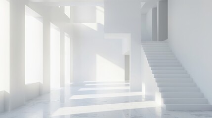 Obraz premium 3d white abstract interior background. Ai generation