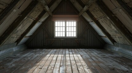 Vacant attic space with window shade