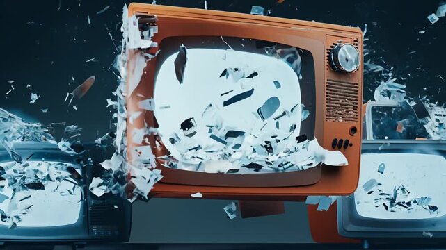vintage television shattered 