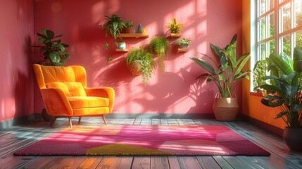 Cozy Living Room with a Vibrant Yellow Armchair