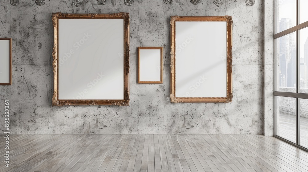 Canvas Prints Empty wall-mounted portrait frame for artwork display