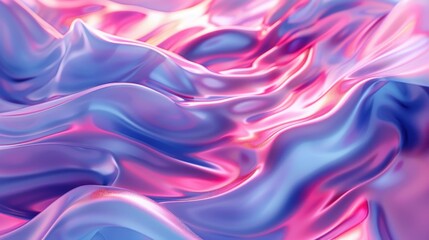 Fototapeta premium A stunning 3D render of an iridescent abstract shape with a cinematic quality. The fluid-like forms blend vibrant shades of pink, purple, and blue.