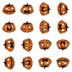 Halloween pumpkins set monsters pattern for wrapping paper and fabric