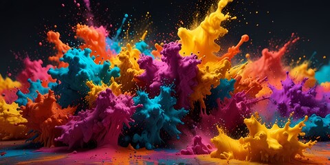 Obraz premium Vibrant Paint Splash - Generative AI