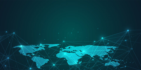 Global network connection. World map point and line composition concept of global business. Vector Illustration