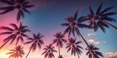 Beautiful landscape palm trees Nostalgic Synthwave Aesthetic 198