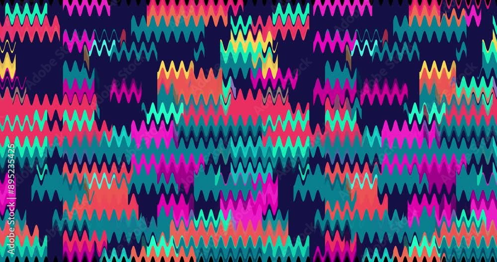Poster retro abstract wave animation, loop background. colorful pattern loop. vector pixel art 8 bit