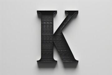 A single black letter k against a white background