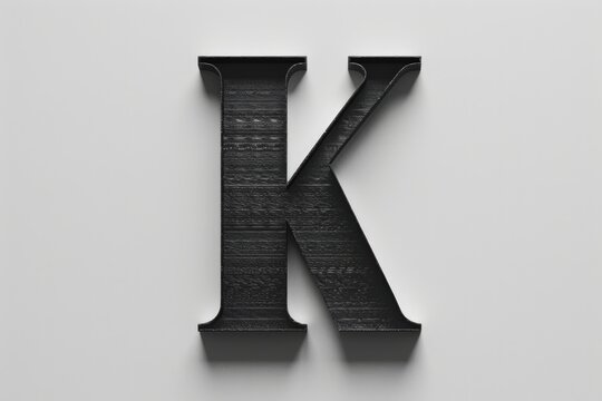 A single black letter k against a white background