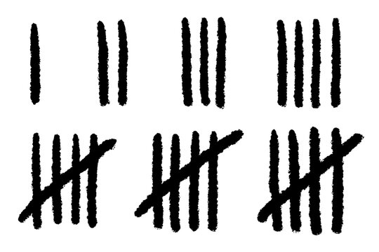 Tally marks from one to five. Prison wall count markings. Vector illustration