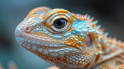 Fototapeta premium Macro close-up ultra realistic photo of a lizard. Generative AI.