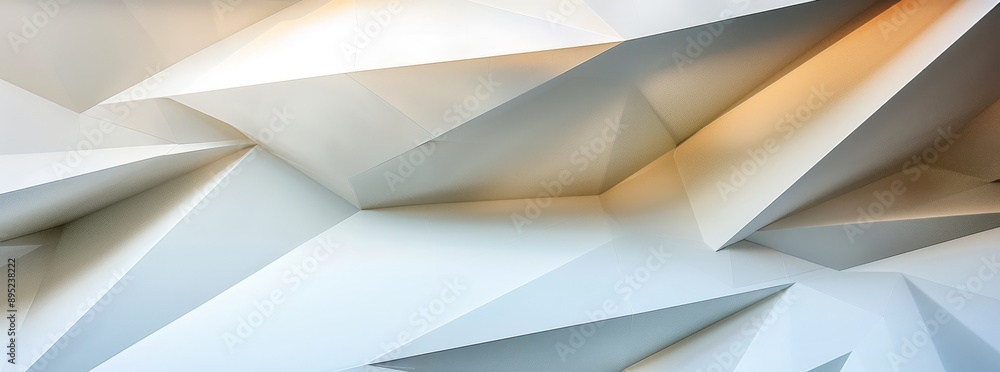 Poster the background is shifted white triangles with copy space and a random shifted white triangle patter