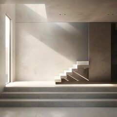 Obraz premium Modern Minimalist Concrete Stairs Interior Design