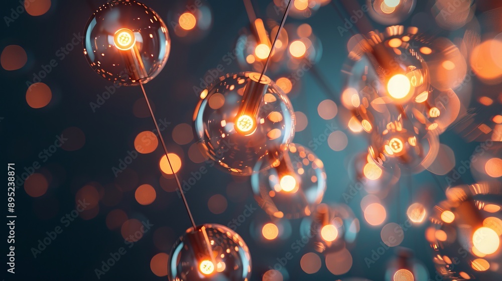 Poster lights connected in a unique lamp stand against a dark backdrop. this abstract image represents know