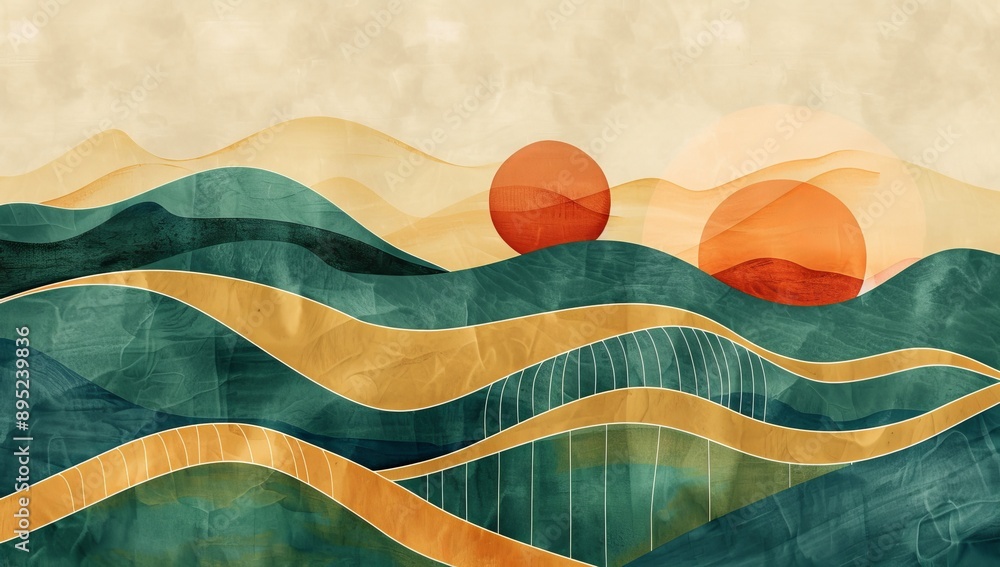 Wall mural background header illustration with organic gradient background. stock