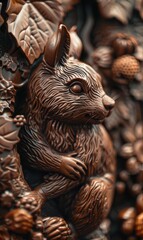 Obraz premium A close-up of a squirrel sculpture. AI.