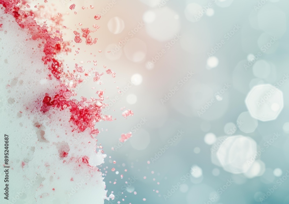 Poster abstract red and white background with bokeh. ai.