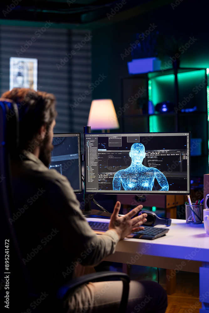 Poster admin confused by ai gaining consciousness, using humanoid form to interact with creator. computer t