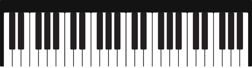 Naklejka premium Creative piano keyboard on transparent, png for Music concept. flat design piano keys icon illustration