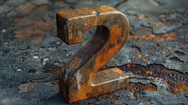 A weathered and rustic number 2 in a metallic texture set against a deteriorated and textured background portrays the passage of time and decay