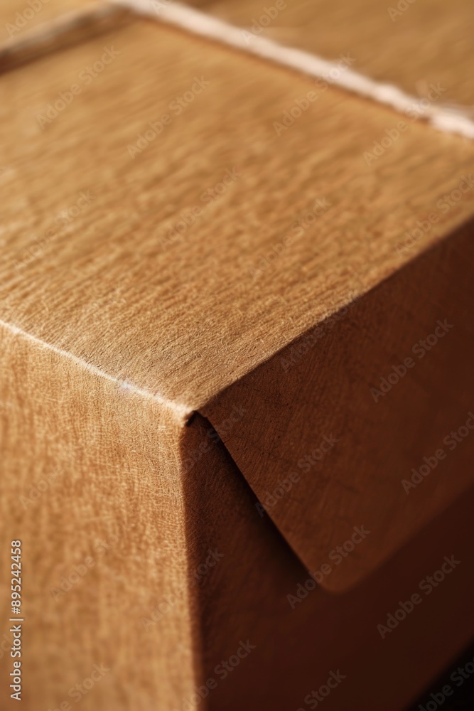 Poster a detailed view of a box sitting on a table