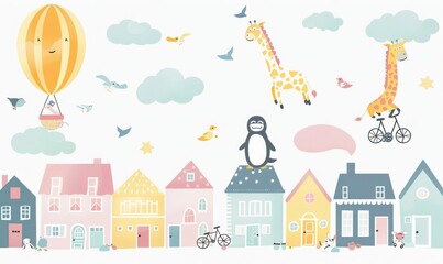 Illustrations for kids. Useful for walls, pillows, decorating kids interiors, baby wear, greeting cards, modern and other uses.