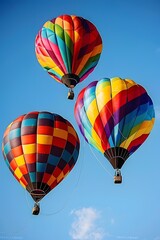 Naklejka premium Colorful Hot Air Balloons Flying in Blue Sky