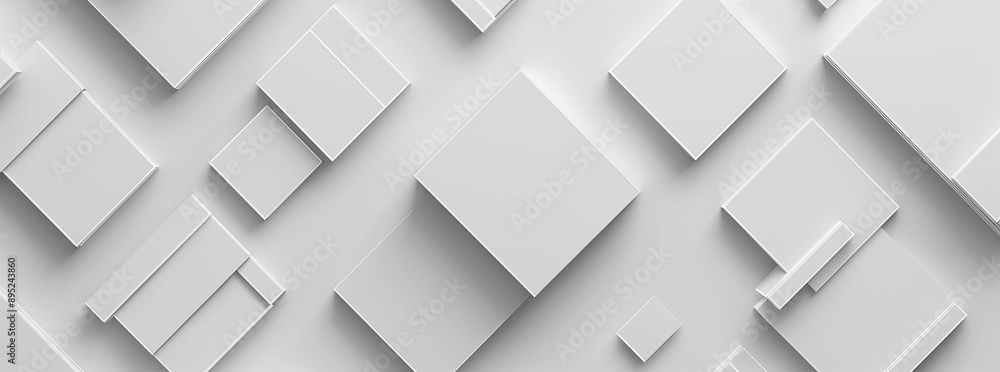 Poster the background wallpaper banner contains random shifted white cube boxes with copy space